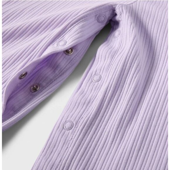 Cat & Jack Toddler Girls' Solid Rib Short Sleeve Jumpsuit Purple 2T - Picture 2 of 4